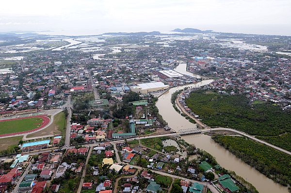 High above Roxas, standing water is visible after the wake ofTyphoon Fengshen. The northern part of the island was heaviest hit by the typhoon.
